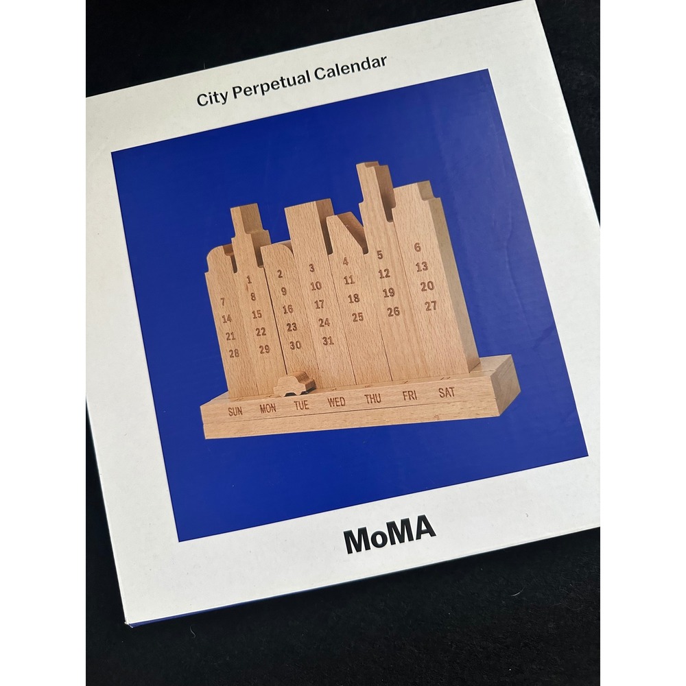 MoMA City Perpetual Calendar Wooden Beechwood Desktop Sculpture 52FACTORY